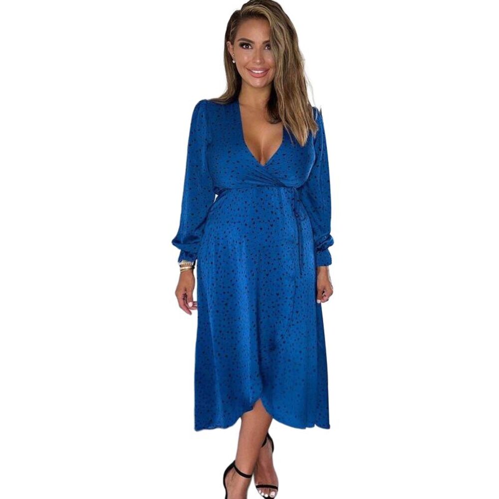AX Paris Womens/Ladies Printed Polyester Wrap Dress / Blue